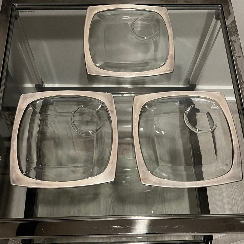 Dorothy Thorpe 3 Silver Rim Square Desert Tea Plates